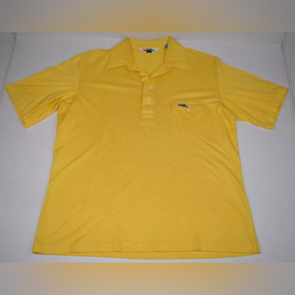 Sears Dragon Logo Sport Shirt VTG 80s Yellow with Brown Dragon Shirt M/L Grunge - Picture 15 of 16